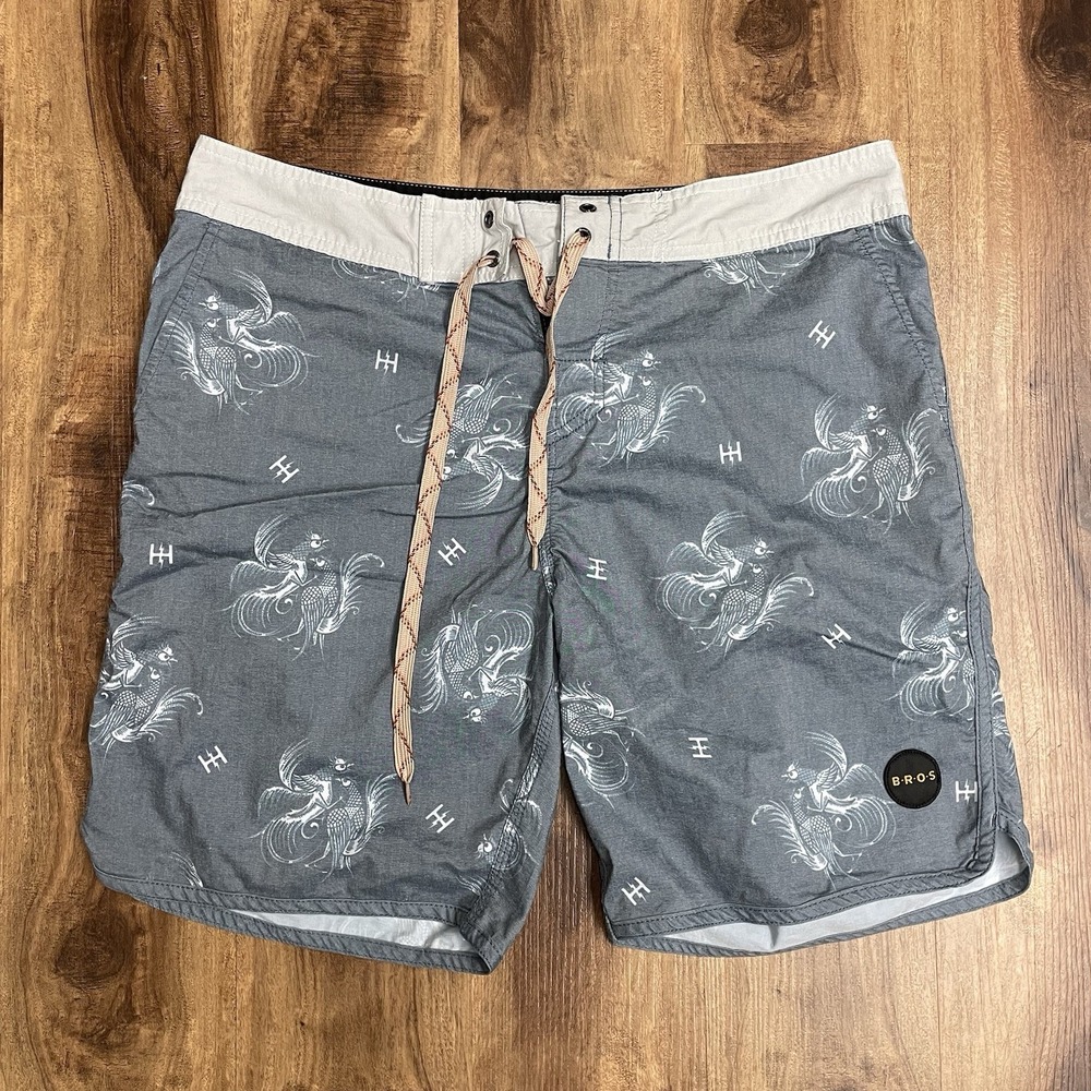 Howler Bros Board Shorts Men's 34 Blue Stretch Bruja Rooster Quick Dry Swim Surf